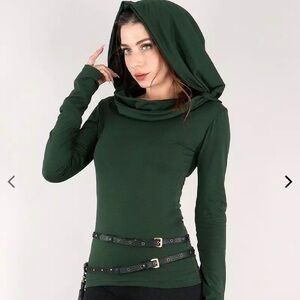Forest Green Hooded Blouse